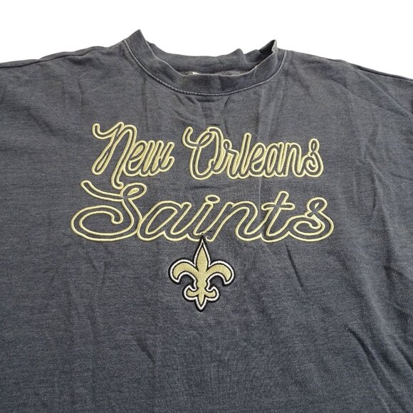 NFL New Orleans Saints Washed Gray Embroidered Sweatshirt Women Size L Broke-In - Picture 3 of 12